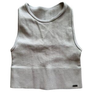 Gilly Hicks Hollister Ribbed Racer Back Cropped Tank, Size Extra Small, Gray